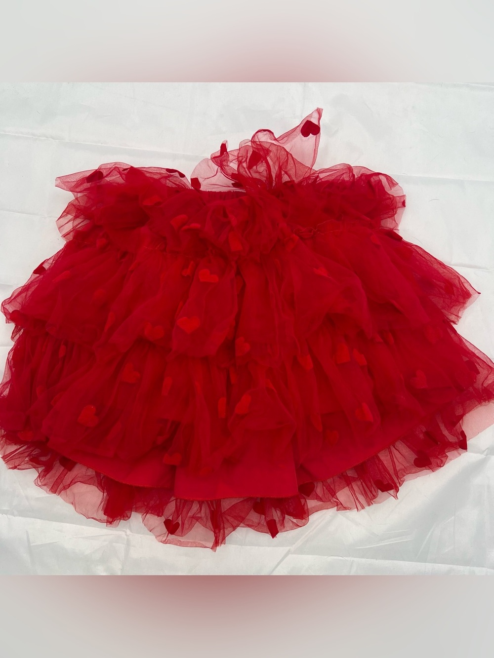 218 Mia Belle girls Red Ruffled Tulle Skirt - kids Festive Party Skirt 5 year